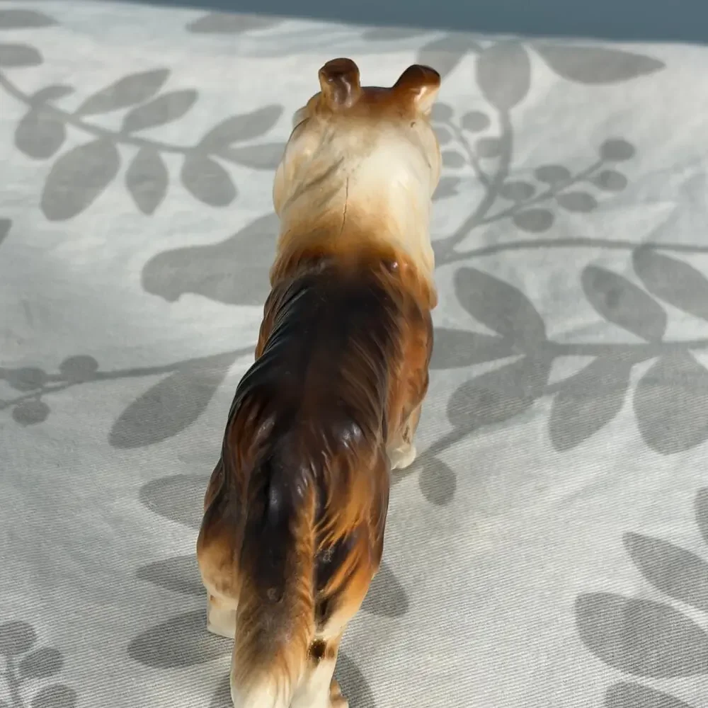 Vintage Ceramic Rough Collie Dog Figurine Hand Painted Lassie Style cottage